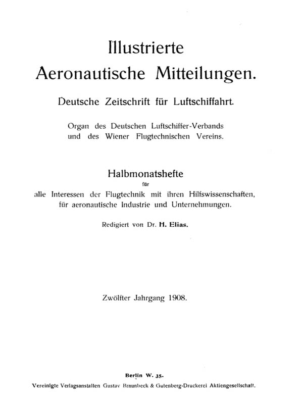 Illustrierte Aeronautische Mitteilungen Jahr 1908