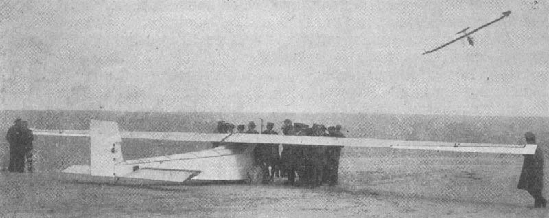 Weltrekordflug 1924 beim Küsten-Segelflug-Wettbewerb der Rositten